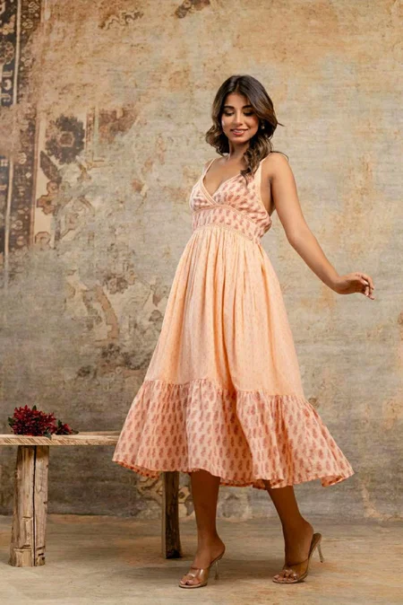 Naisha K 108 Fine Cotton Midi Dress Wholesale Suppliers In Mumbai